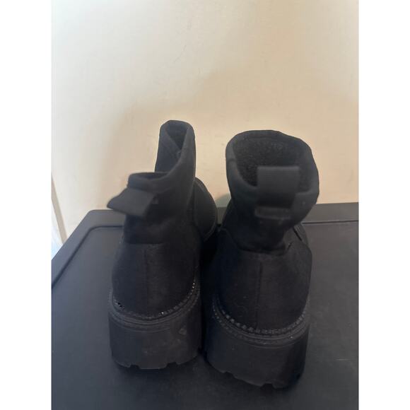 New Womens Dolce Vita Lonny Cozy Black Platform Ankle Boots Size 6.5 z1 - Picture 4 of 5